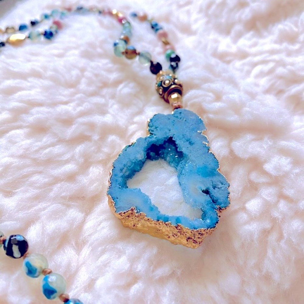 24 hrs SALE NWT Stunning Gem Stones Necklace - Genuine Stones Handmade
